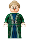 Minifig No: hp293  Name: Professor Minerva McGonagall - Dark Green Robe over Dark Blue Dress, Dark Tan Hair