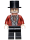Minifig No: hp301  Name: Wizard - HP Wizarding World Male, Black Top Hat, Dark Red Suit, Black Legs