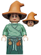 Minifig No: hp302  Name: Wizard - HP Wizarding World Female, Medium Nougat Hat, Sand Green Top, Dark Green Skirt