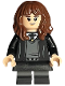 Minifig No: hp378  Name: Hermione Granger - Hogwarts Robe, Black Tie, Skirt, and Short Legs with Dark Bluish Gray Stripes