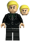 Minifig No: hp385  Name: Draco Malfoy - Black Suit, Slytherin Tie, Neutral / Angry