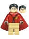 Minifig No: hp427  Name: Harry Potter - Dark Red Gryffindor Quidditch Uniform with Hood and Cape
