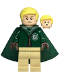 Minifig No: hp430  Name: Draco Malfoy - Dark Green Slytherin Quidditch Uniform with Hood and Cape