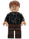Minifig No: hp542  Name: Oliver Wood - Black Striped Sweater, Dark Brown Legs