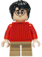 Minifig No: hp551  Name: Harry Potter - Red Sweater, Dark Tan Short Legs