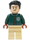 Minifig No: hp559  Name: Marcus Flint - Dark Green Slytherin Quidditch Uniform with Hood, Tan Legs