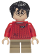 Minifig No: hp610  Name: Harry Potter - Red Torn Sweater, Dark Tan Short Legs