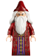 Minifig No: hp637  Name: Albus Dumbledore - Dark Red Robe with Copper Leaves, White Hair, Printed Arms