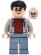 Minifig No: hp647  Name: Harry Potter - Light Bluish Gray Hoodie Open, Sand Blue Legs, Grin / Possessed, Lime Eyes