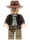 Minifig No: iaj001  Name: Indiana Jones - Dark Brown Jacket, Reddish Brown Fedora, Closed Mouth Lopsided Grin