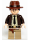 Minifig No: iaj046  Name: Indiana Jones - Dark Brown Jacket, Black Tie, Reddish Brown Dual Molded Hat with Hair, Light Nougat Hands
