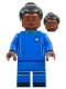 Minifig No: idea126  Name: Soccer Player, Female, Blue Uniform, Reddish Brown Skin, Black Bun