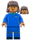 Minifig No: idea130  Name: Soccer Player, Female, Blue Uniform, Medium Nougat Skin, Dark Brown Hair
