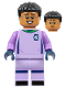 Minifig No: idea145  Name: Soccer Goalie, Female, Lavender Uniform, Medium Nougat Skin, Short Black Hair