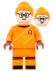 Minifig No: idea146  Name: Soccer Goalie, Female, Orange Uniform, Light Nougat Skin, Orange Hair
