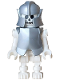 Minifig No: idea187  Name: Skeleton - Standard Skull, Bent Arms Vertical Grip, Flat Silver Helmet and Armor Breastplate (Colin the Fighter)