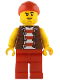 Minifig No: idea237  Name: Bo'sun Will - Pirate, Reddish Brown Vest over Red and White Striped Shirt, Red Legs