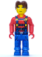 Minifig No: js015  Name: Jack Stone - Red Jacket, Blue Overalls and Blue Legs