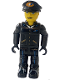 Minifig No: js019  Name: Airplane Pilot with Black Pants, Black Shirt and Black Cap with Logo
