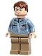 Minifig No: jw111  Name: Dr. Alan Grant - Sand Blue Shirt with Pockets and Dirt Stains, Reddish Brown Hair