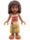 Minifig No: moa005  Name: Moana (Sienna) - Mini Doll, Coral and White Strapless Top, Tan Long Skirt with Dark Tan Hems, Dark Brown Hair