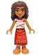Minifig No: moa007  Name: Moana (Sienna) - Mini Doll, Red and White Top, Red Long Skirt, Dark Brown Hair