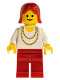 Minifig No: ncklc003  Name: Necklace Gold - Red Legs, Red Female Hair