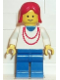 Minifig No: ncklc007  Name: Necklace Red - Blue Legs, Red Female Hair
