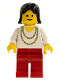 Minifig No: ncklc012  Name: Necklace Gold - Red Legs, Black Female Hair