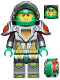 Minifig No: nex004  Name: Aaron Fox - Flat Silver Visor and Armor, Clip, Curved Slope, and Bar with Tow Ball on Back