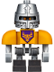 Minifig No: nex060  Name: Axl Bot - Bright Light Orange Shoulders, Flat Silver Helmet