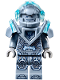 Minifig No: nex106  Name: Clay Moorington - Sand Blue Helmet and Armor, Trans-Light Blue Visor (Stone Clay)