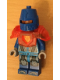 Minifig No: nex111  Name: Royal Soldier / King's Guard - Blue Helmet with Eye Slit, Trans-Neon Orange Armor, Clip on Back