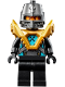 Minifig No: nex135  Name: Robin Underwood - Pearl Dark Gray Helmet, Black Legs, Pearl Gold Armor