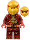 Minifig No: njo0925  Name: Kai - Dragons Rising, Tunic with Shoulder Armor, Red and Pearl Gold Head Wrap