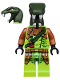 Minifig No: njo217  Name: Zoltar - Serpentine Snake Warrior, Lime with Scales, Dark Orange Armor Coverings, Dark Green Strap with Red Vial