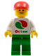 Minifig No: oct012new2  Name: Octan - White Logo, Green Legs, Red Cap Long Bill (Reissue)