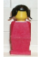 Minifig No: old001  Name: Legoland - Red Torso, Red Legs, Black Pigtails Hair