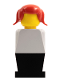Minifig No: old036  Name: Legoland - White Torso, Black Legs, Red Pigtails Hair
