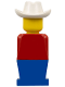 Minifig No: old043  Name: Legoland - Red Torso, Blue Legs, White Cowboy Hat