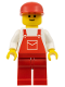 Minifig No: ovr008  Name: Overalls Red with Pocket, Red Legs, Red Cap