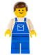 Minifig No: ovr012  Name: Overalls Blue with Pocket, Blue Legs, Brown Male Hair
