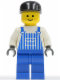 Minifig No: ovr025  Name: Overalls Striped Blue with Pocket, Blue Legs, Black Cap, Standard Grin