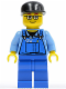 Minifig No: ovr039  Name: Overalls with Tools in Pocket Blue, Black Cap, Glasses