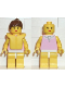 Minifig No: par007  Name: Gray and White Collar - Yellow Legs, Brown Ponytail Hair, Life Jacket