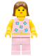 Minifig No: par008  Name: Blue Flowers - Pink Legs, Brown Female Hair