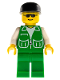 Minifig No: pck007  Name: Jacket Green with 2 Large Pockets - Green Legs, Black Cap