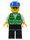 Minifig No: pck011  Name: Jacket Green with 2 Large Pockets - Black Legs, Blue Cap