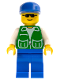 Minifig No: pck015  Name: Jacket Green with 2 Large Pockets - Blue Legs, Blue Cap
