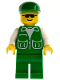 Minifig No: pck020  Name: Jacket Green with 2 Large Pockets - Green Legs, Green Cap